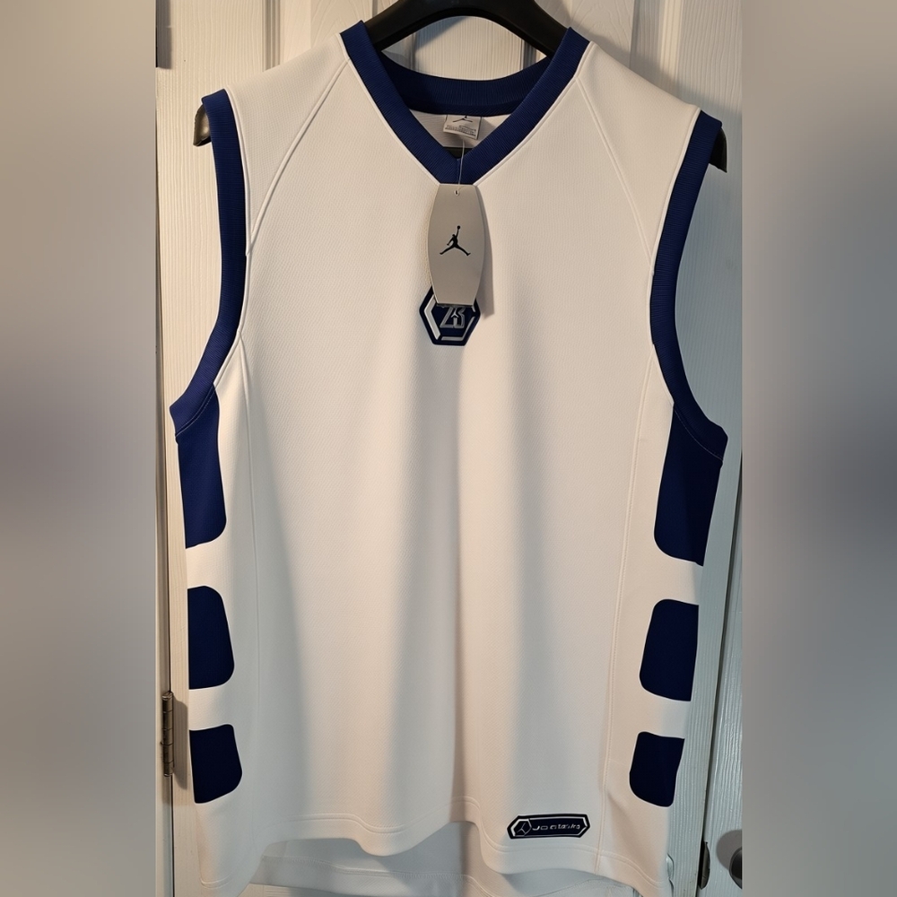 White and Blue Basketball Jersey